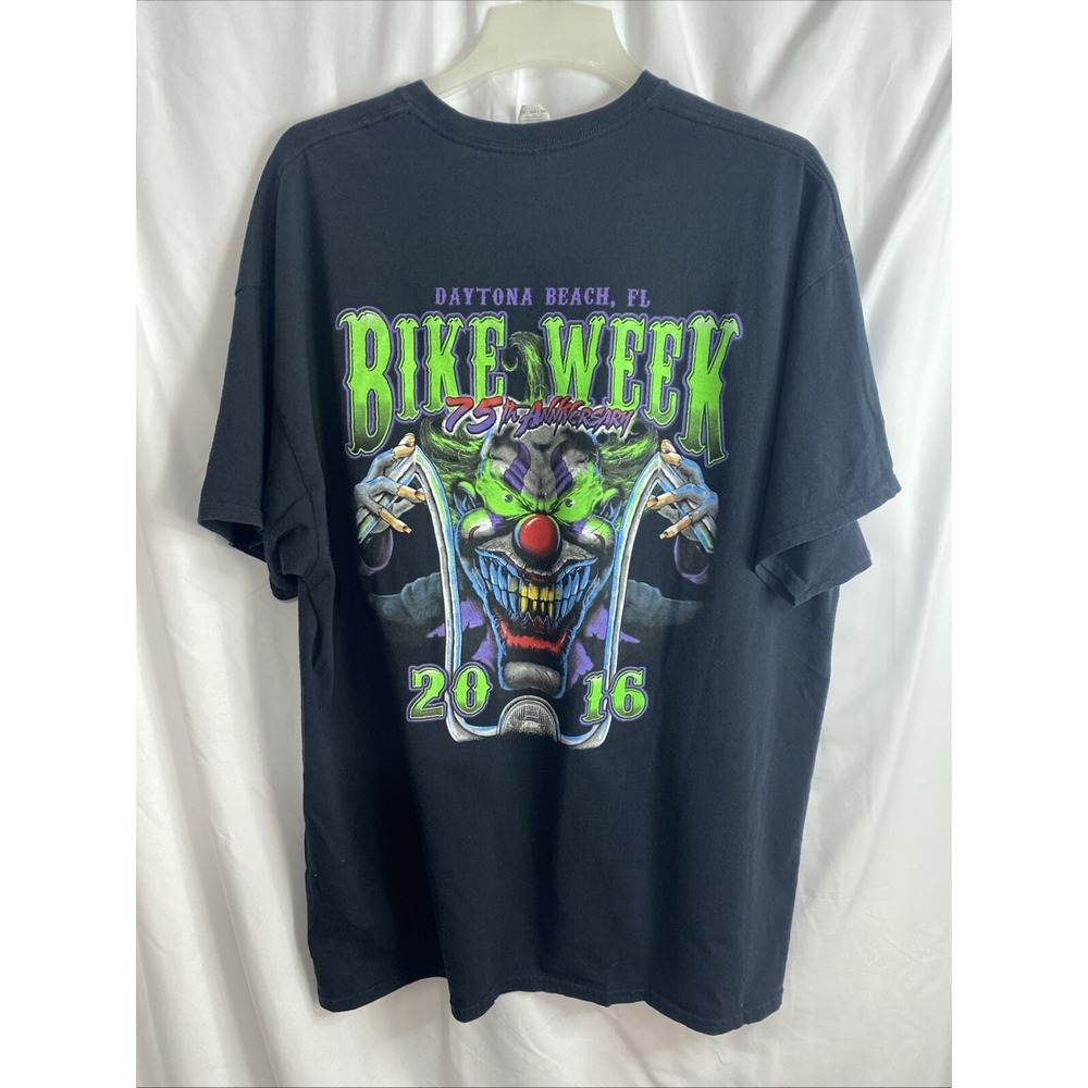 Gildan Bike Week T-Shirt Mens 2XL Black Excellent 2016 Daytona 75th Anniversary